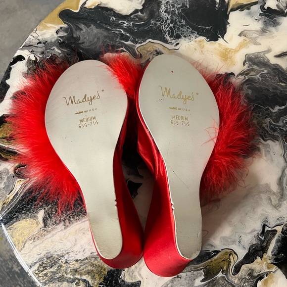 Vintage Deadstock Madye’s Feather Wedge Boudoir Slippers - Picture 8 of 8
